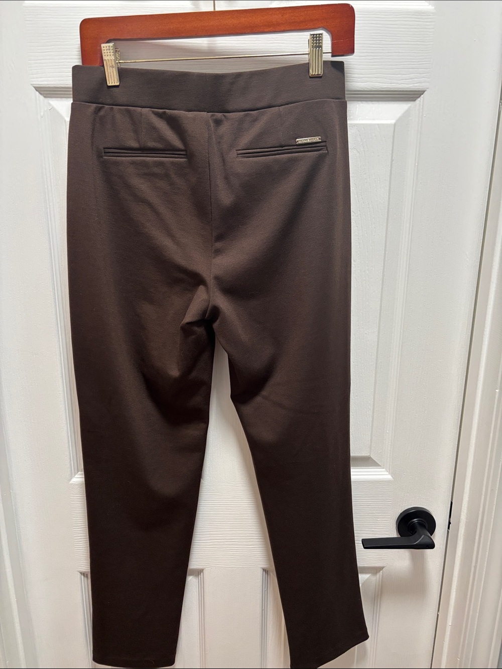 MICHAEL Michael Kors Chocolate Brown Straight-Leg Ponte Pants - Picture 3 of 7